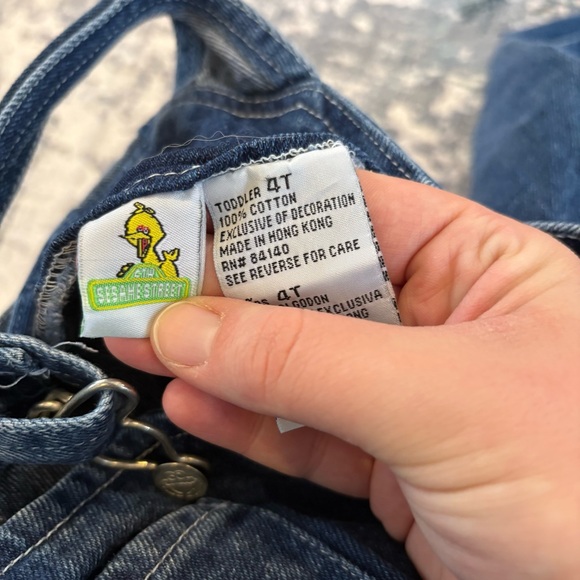 Rare Vintage 90s Cookie Monster Denim Overalls Sesame Street Y2K sz 4T Nostalgia - Picture 8 of 10